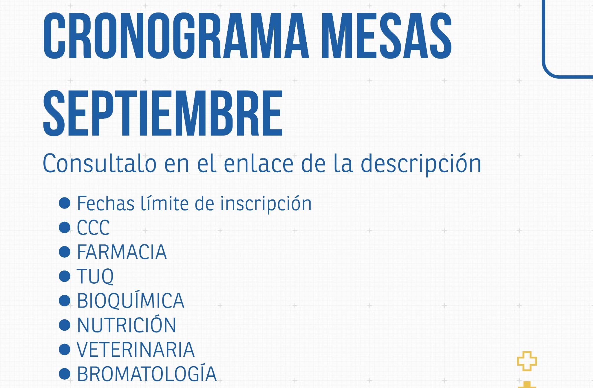 📚 Cronograma de mesas de exámenes | Septiembre