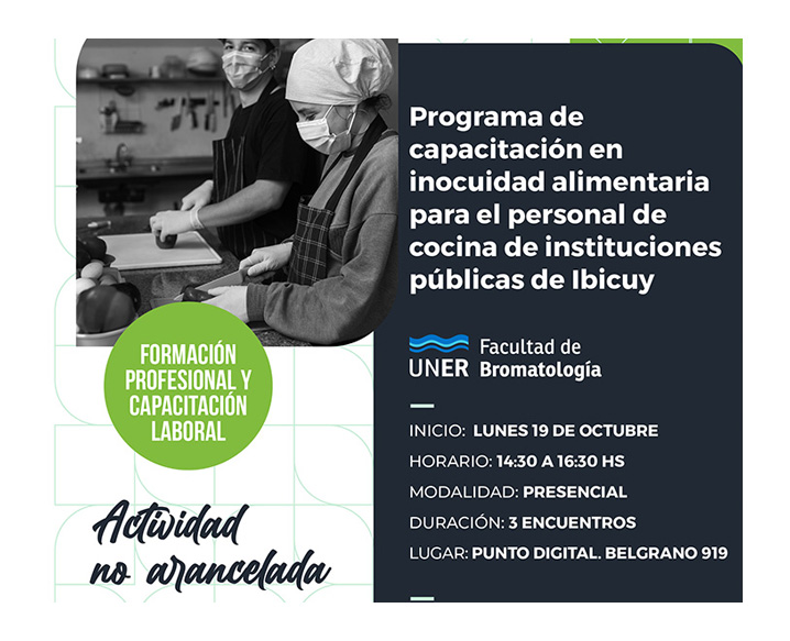Programa de capacitación en inocuidad alimentaria para el personal de cocina de instituciones públicas de Ibicuy